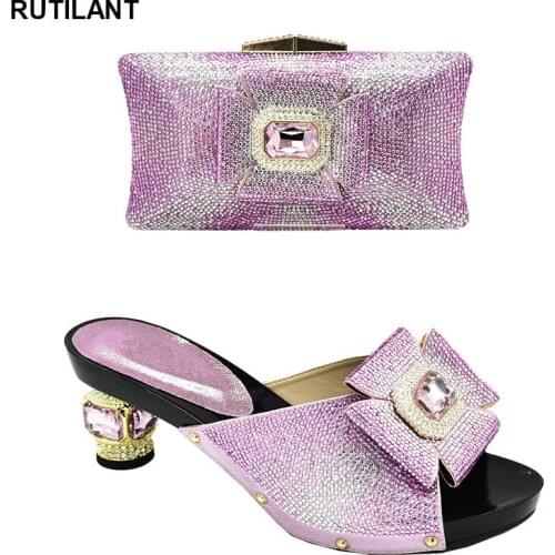 Pink Italian Shoes with Matching Bags for Women Italian In Women High Quality African Wedding Shoes African Shoe and Bag Set