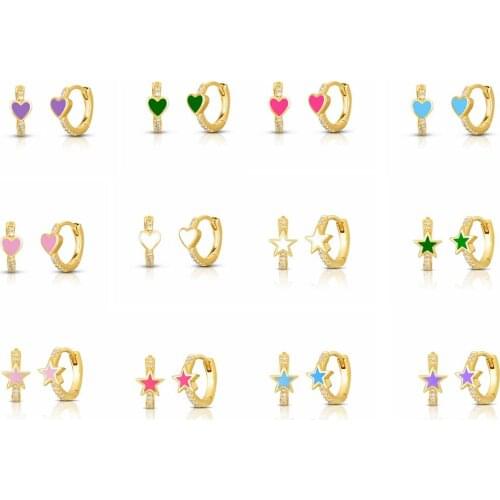 925 Sterling Silver Ear Buckle Heart Hoop Earrings for Women Middle Loops Circle Round Fine Jewelry 2021 Zircon Pave CZ Jewelry