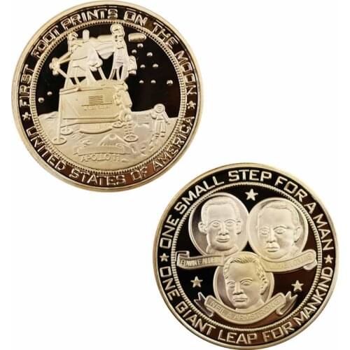 US Project Apollo 11 Coins Collectibles Aerospace Engineering Challenge Coin Commemorating First Foot Prints on The Moon