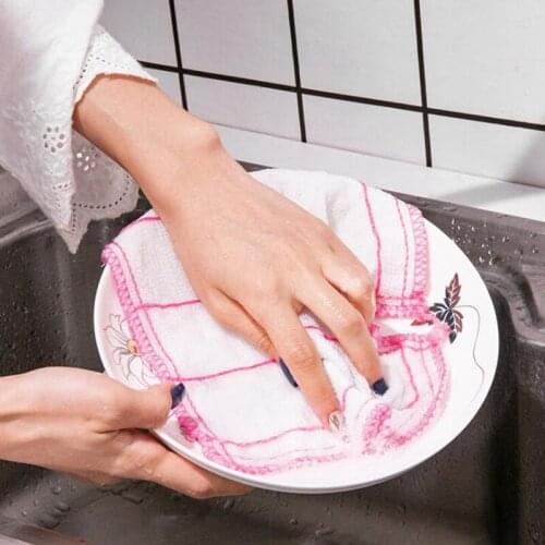 30*30cm Kitchen Thickening Cotton Yarn Cleaning Cloths Super Absorbent Dishcloth Reusable Decontamination Scouring Pad