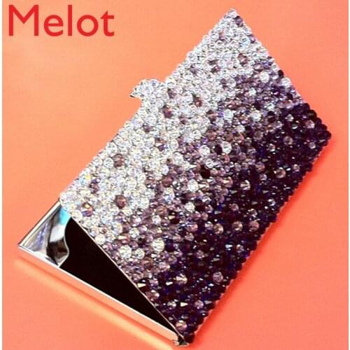 High-End Luxury Gradient Color Diamond Business Card Case Fashion Creative Stainless Steel Business Card Holder