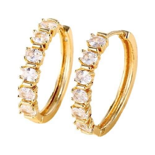 ZSLBS Korea Fashion Round Huggies Earrings For Women Cubic Zirconia Crystal Hoop Earring Ear Jewelry Gift Bijoux Femme Oorbellen