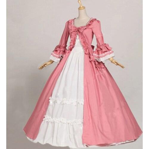Western Spring Womens Two-piece Vintage Victorian Dress Female Cotton Ruffle Halloween Lolita Costume Long Gothic Party Dresses