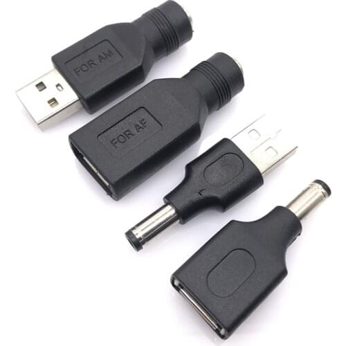 1pcs Commonly used USB set 5.5*2.1mm Female jack to USB 2.0 Male Plug DC Power male to female Connector Adapter