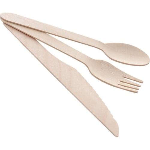 10pcs Disposable Eco-Friendly Wooden Cutlery Cutlery Forks Spoons Party Supplies Kitchen Utensil Dessert Tableware Packing