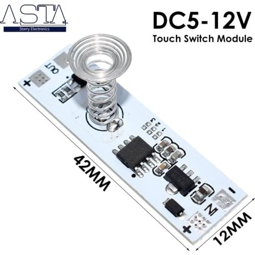 DC 12V Capacitive Touch Sensor Switch Coil Spring Switch LED Dimmer Control Switch 9-24V 30W 3A for Smart Home LED Light Strip