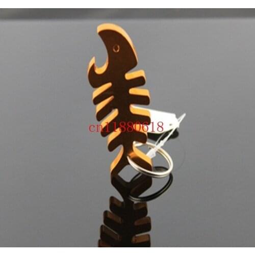 1500pcs/lot Free Shipping Fish Bone keychain bottle opener metal beer bottle opener key chain Keyring Mix colors