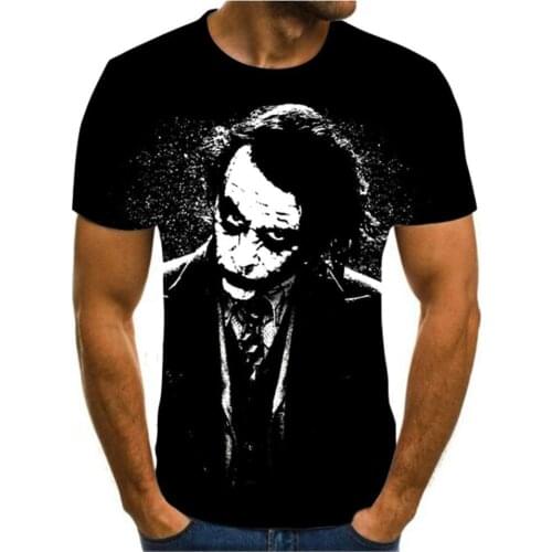 2020 Trendy Summer 3d Printing Creative Design Clown Face Casual All-Around MenS Short Sleeve Street Style Funny T-Shirt S -6xl