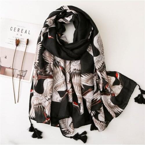 2021 Luxury Brand Printed Female Spring Autumn Winter New Style Headscarf Cotton Linen Shawl Black winter scarf women blanket