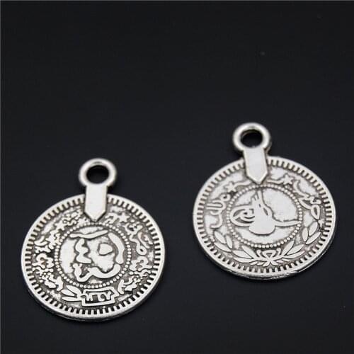 5pcs Silver Color Alloy Figure Round Charms Necklace Pendant Jewelry Making Style Handmade Crafts A2343