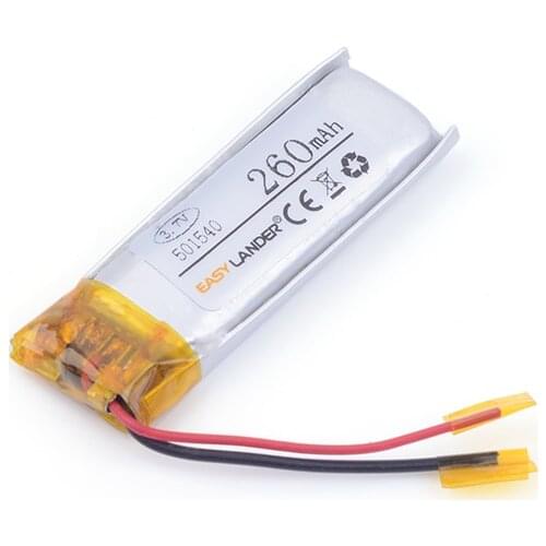 501540 260mAh 3.7v lithium Li ion polymer rechargeable battery For Bluetooth Headset Smart watch Sports bracelet mouse