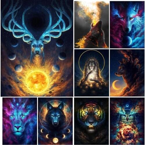 5D DIY Diamond Painting Fantasy Animal Wolf Tiger Owl Cross stitch Full Square Diamond Embroidery Mosaic Rhinestone Wall Decor