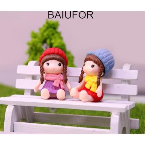 BAIUFOR Miniatures Lovely Cartoon Girl Doll Figure Fairy Garden Miniature Succulents Figurines Mini Landscape & Car & Home Decor
