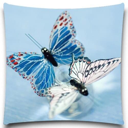 White Butterfly and blue butterfly for Home car Decor Cotton/Polyester Cushion Cover Square 5 size 9 style Sofa Decorative