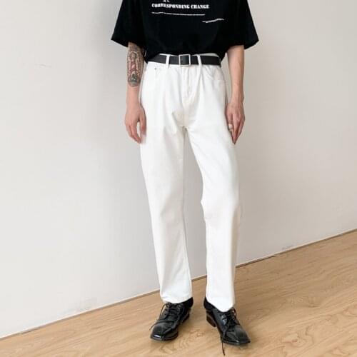 High Quality Mens Casual Pants White Black Mens Fashion Loose Japanese Style Male Trousers Cotton Baggy Straight-leg Pants Xl