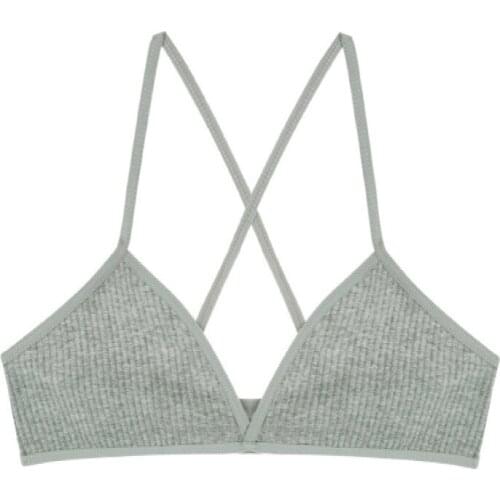 Sexy Triangle Cup Bra Thread Cross Beauty Backles Lingerie Wire Free Underwear Women Summer Thin Bralette For Small Chest