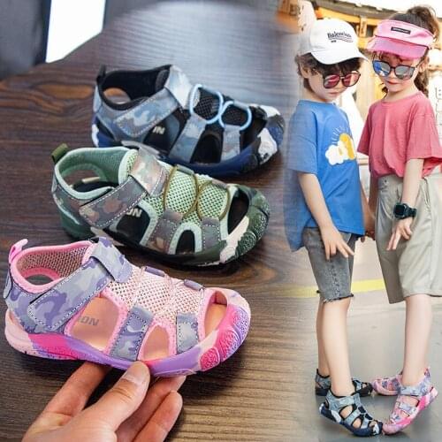 Kids Summer Mesh Breathable Sandals Children Flat Sneakers For Girls Summer Comfortable Non-Slip Beach Outdoor Non-slip Shoes