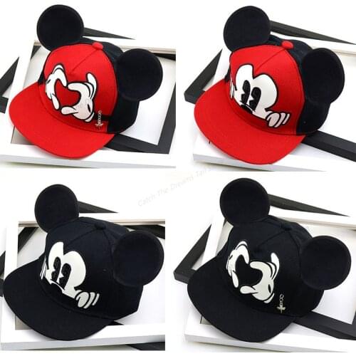 Disney Mickey Mouse Hat Childrens Cute Cartoon Mesh Cap Baby Baseball Cap Boy and Girl Hat with Mickey Mouse Ear Shaped hat