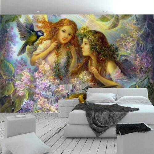 European Style Fantasy Angel Oil Painting beautiful Mural Wallpaper Living Room TV Sofa Background For Walls 3D Self Adhesive