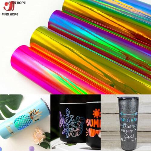 Holographic Opal Vinyl Permanent Craft Adhesive Vinyl Various Effect Back Sticky Cup Decor for Cricut Xmas Roll 30*100cm