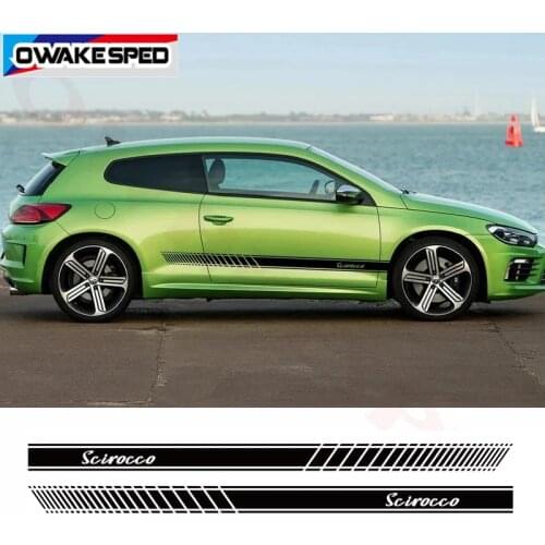 Racing Sport Stripes Car Door Side Skirt Sticker For Volkswagen-Scirocco GTS TSI Auto Body Decor Vinyl Decals Accessories