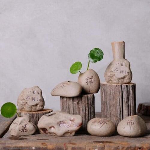 Personality Mini Ceramic Hydroponic Vase Flower Plant Stand Hanging Tabletop Vase Creative Handmade Crafts Home Office Decor