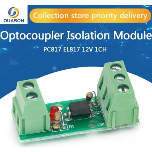 PC817 EL817 12V 1CH 1 Channel Way Optocoupler Isolation Module Board Rail Holder PLC Processors Isolated Drive Motor Inverter