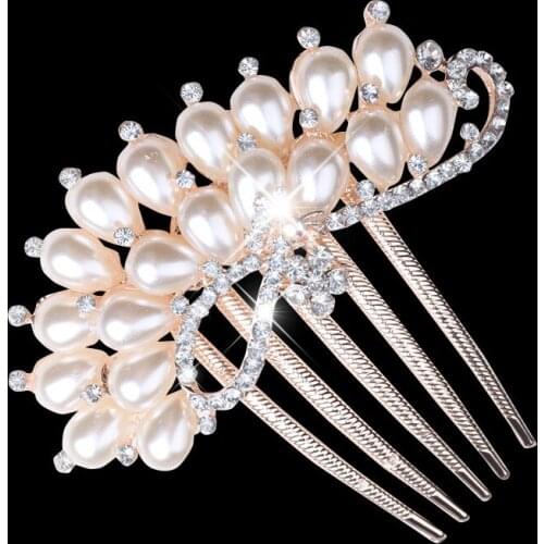 Crystal Butterfly Bridesmaid Headdress Pearl Bridal Hair Comb Clip Hairpin Flower Bride Head Piece For Women Wedding Accessories
