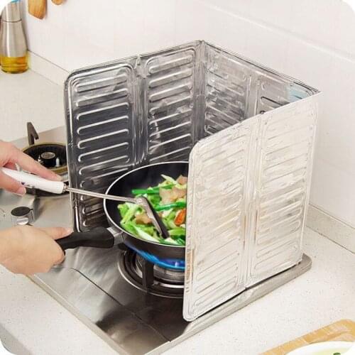 Kitchen Gas Stove Aluminum Foil Oil Baffle Cooking Frying Pan Oil Splash Protection Waterproof Screen Insulation Plate