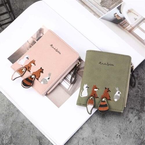 Cute Cartoon Animal Wallet Portable Zipper Key Bag Women Fashion Girls Coin Purses PU Leather Card Holder Clutch Short Money Bag