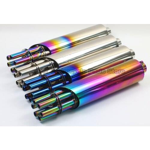 Motorcycle Muffler Modified Exhaust Pipe Fit for Street Bike ATV Scooter Dirt Pit Bike Gatling Gun Style Stainless Steel