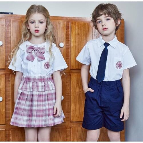 2021 Summer New College Style Jk British School Uniform Kids Kindergarten Uniforms Bowknot Shirt Shorts Cotton Suit Kid Clothes