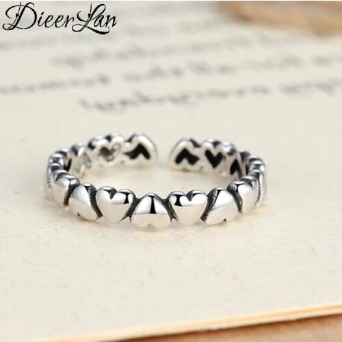 Exaggerated Personality Real 925 Sterling Silver Love Hearts Rings for Women New Fashion Adjustable Luxury Rings Wholesale