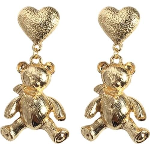 10 pair/lot wholesale fashion jewelry gold metal aesthetic cute bear earrings