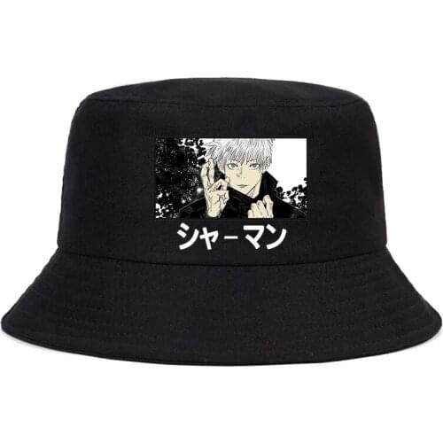Hot Harajuku Jujutsu Kaisen Printed Unisex Bucket Hat Women Men Cartoon Casual Panama Fisherman Hat Summer Hats for Women