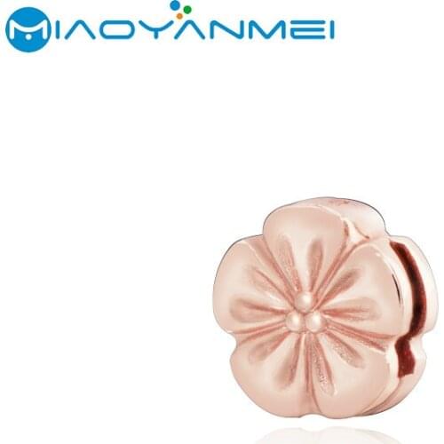Festival Gift 925 Sterling Silver Beads Rose Golden Flower Clip Fit Original Pandora Bracelets Women DIY Fashion Jewelry