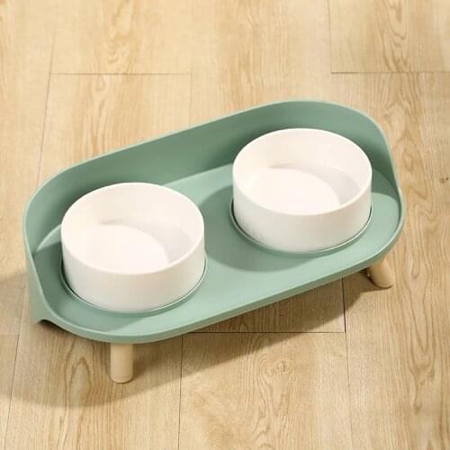 Elevated Dog and Cat Bowls - Raised Pet Dish - Ceramic Food and Water Bowls with No-Skid Silicone Mat, for Small Dogs Cats