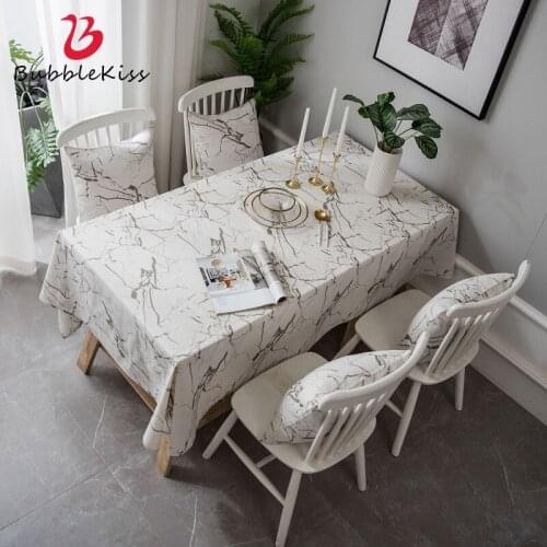 Bubble Kiss Tablecloth Simple Marble Pattern Cotton Linen Material Home Coffee Table Decor Dust-Proof Anti-Fouling Cover Cloth