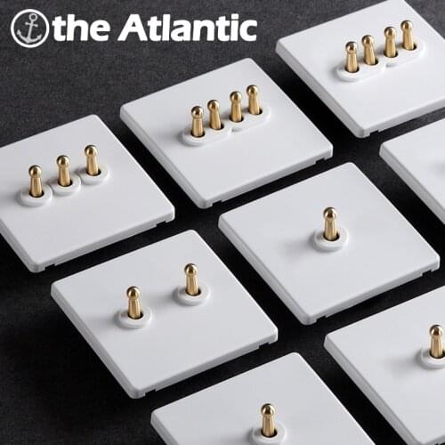 Retro Brass Toggle Light Switch 1 2 3 4 Gang 2 Way White Matte Plastic Frame Wall Power Lever Switch Lamp Light 10A 250V