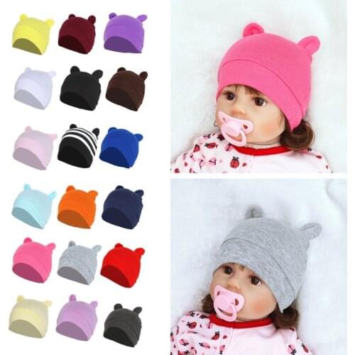 Cute Ears Baby Hat Solid Color Beanie Newborn Infants Toddler Autumn Winter Bonnet