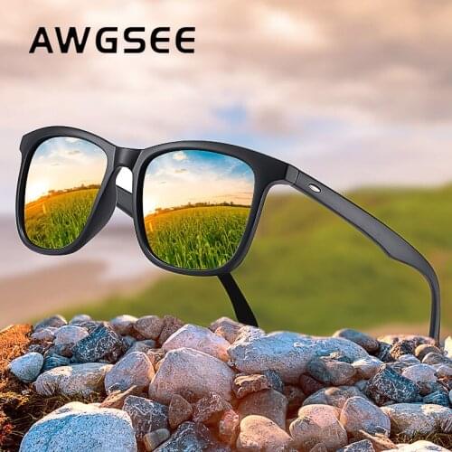 AWGSEE Square Polarized Sunglasses for Men Women Driving Travel Sun Glasses UV400 Protection Oculos de sol