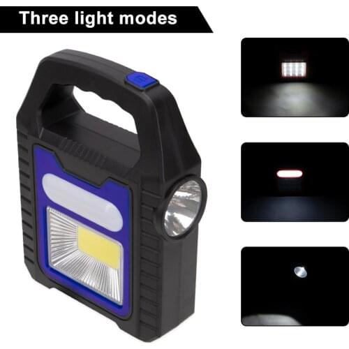 Working Light USB Recharge&Solar Energy Camping Flashlight Waterproof Torch 3 Modes LED Lantern Emergency Lamp with Handle