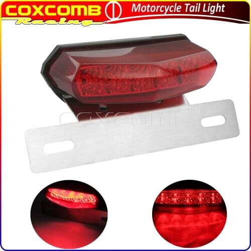 Motorcycle LED Taillight Brake Stop Tail Lights w/ License Plate Bracket Universal For Honda Cruiser Bobber Chopper Cafe Racer