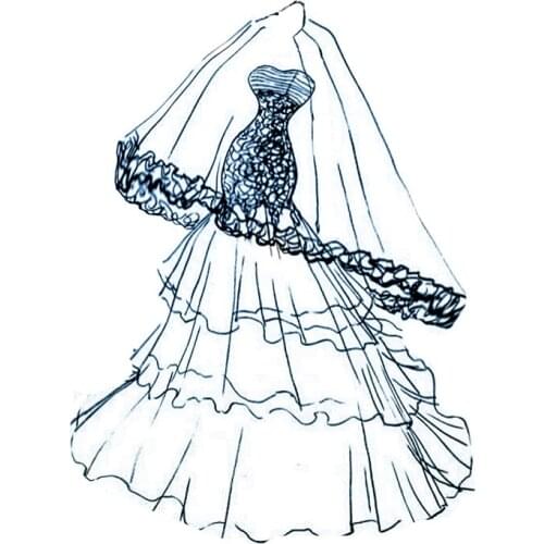 PANFELOU Grand dress wedding dress metal craft paper die cutting dies Scrapbooking/DIY Embossing Valentines Day cards