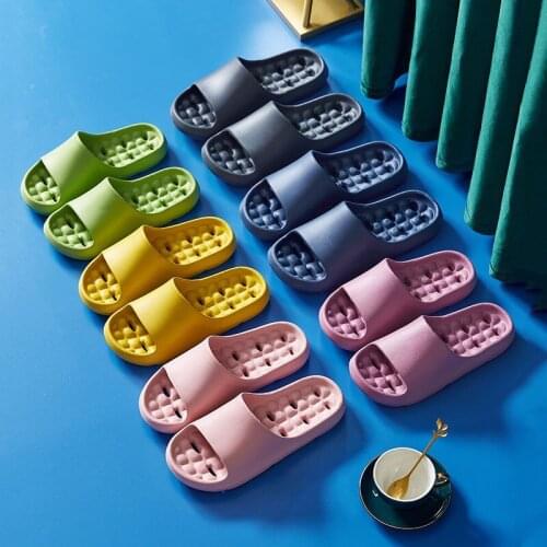 Women Summer Indoor Slippers Home Slides Massage House Slipper Bathroom Shoes Non-slip Breathable Sandals Light Flats Green Pink