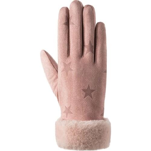 New Women Winter Keep Warm Touch Screen Thicken Gloves Female Plush Wrist Plus Velvet Inside Soft Fashion Elegant Gloves