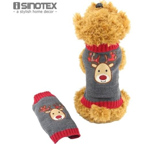 Pet Dog Winter Warm Pullover Coat Puppy Cats Apparel Christmas Deer Printed Sweater Shirt Dog Clothes