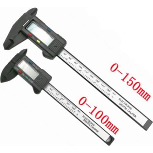 100pcs Hot Selling 0-150mm 6inch LCD Digital Electronic Carbon Fiber Vernier Caliper Gauge Micrometer