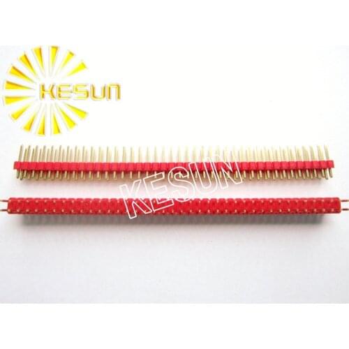 100pcs/lot 2.54mm Red Double Row Male 2X40 Pin Header Strip Gold-plated