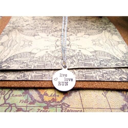 3pcs/lot Fashion stainless steel necklace "live love run" Charms Pendant necklace Jewelry Gift more style for choosing